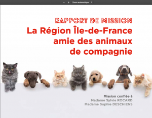 Couverture du rapport de mission La Région Ile de France amie des animaux de compagnie
